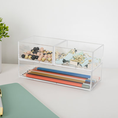 Ensemble de 3 plateaux de rangement empilables en plastique Martha Stewart Brody