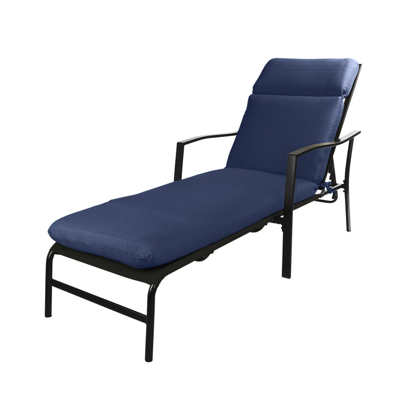 Wendin Outdoor 3'' Chaise Lounge Seat Cushion, Navy
