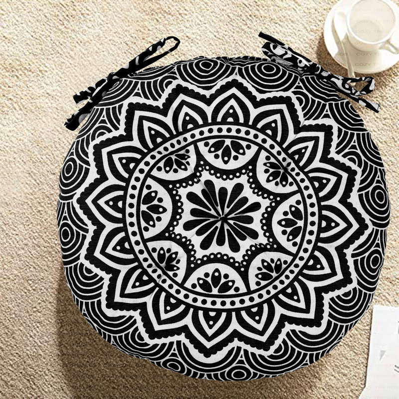 Handmade Round Cotton Chair Seat Pads With Ties – 16X16 Inch Cushions For Dining Chairs, Office Chairs & Bar Stools – Soft, Durable & Comfortable Seating (Set Of 2)