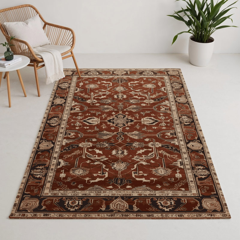 Tapis d'intérieur et d'extérieur brun Persian, Rectangle 5 pi x 7 pi