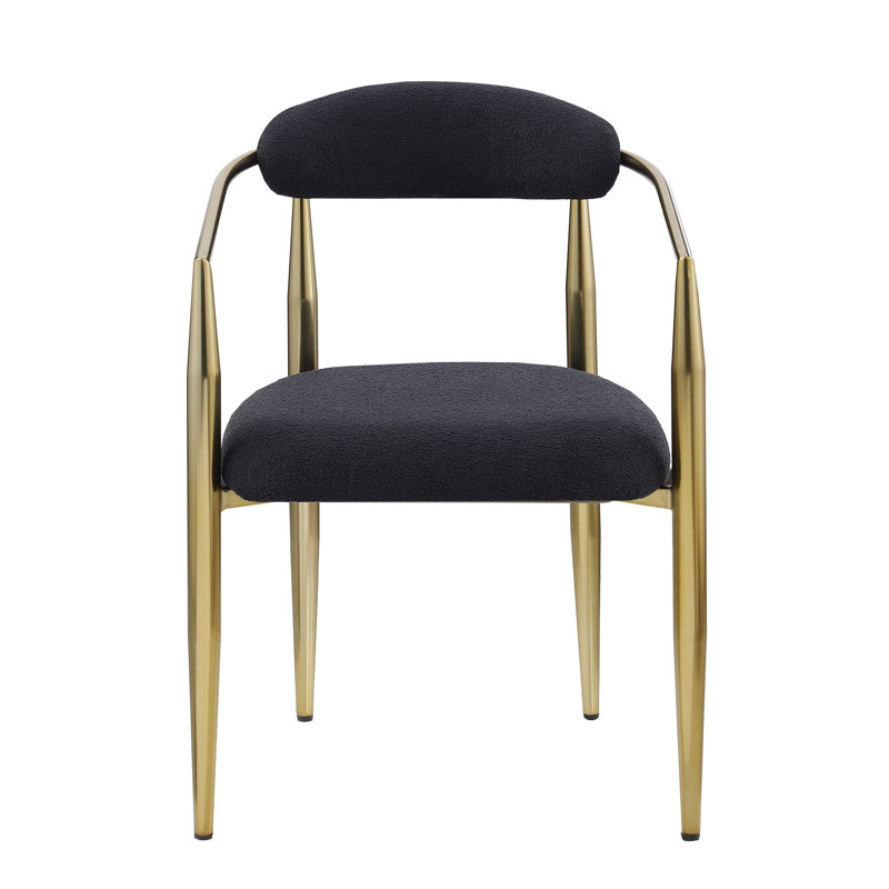 Boucle Upholstered Dining Chairs, Set of 2, Black