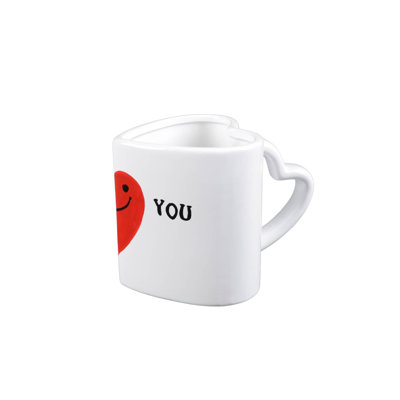 Winston Porter 18 Oz Heart Shaped Ceramic Mug With " I Love You" Text