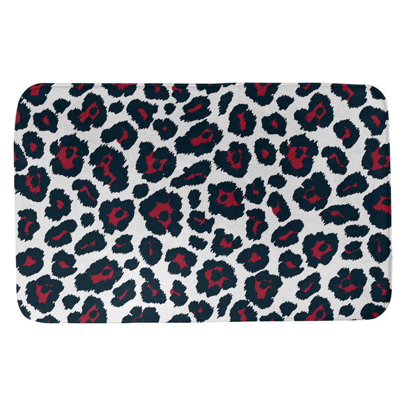 Tapis de bain de football Houston, H 0,5 po x l 21 po x L 34 po, Blanc / rouge combat / bleu acier profond