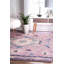Tapis géométrique rose fait à la main-21964984