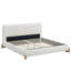 Lit tapissier très grand avec structure en bois massif et lattes, lit plateforme de luxe moderne, blanc-1072441778
