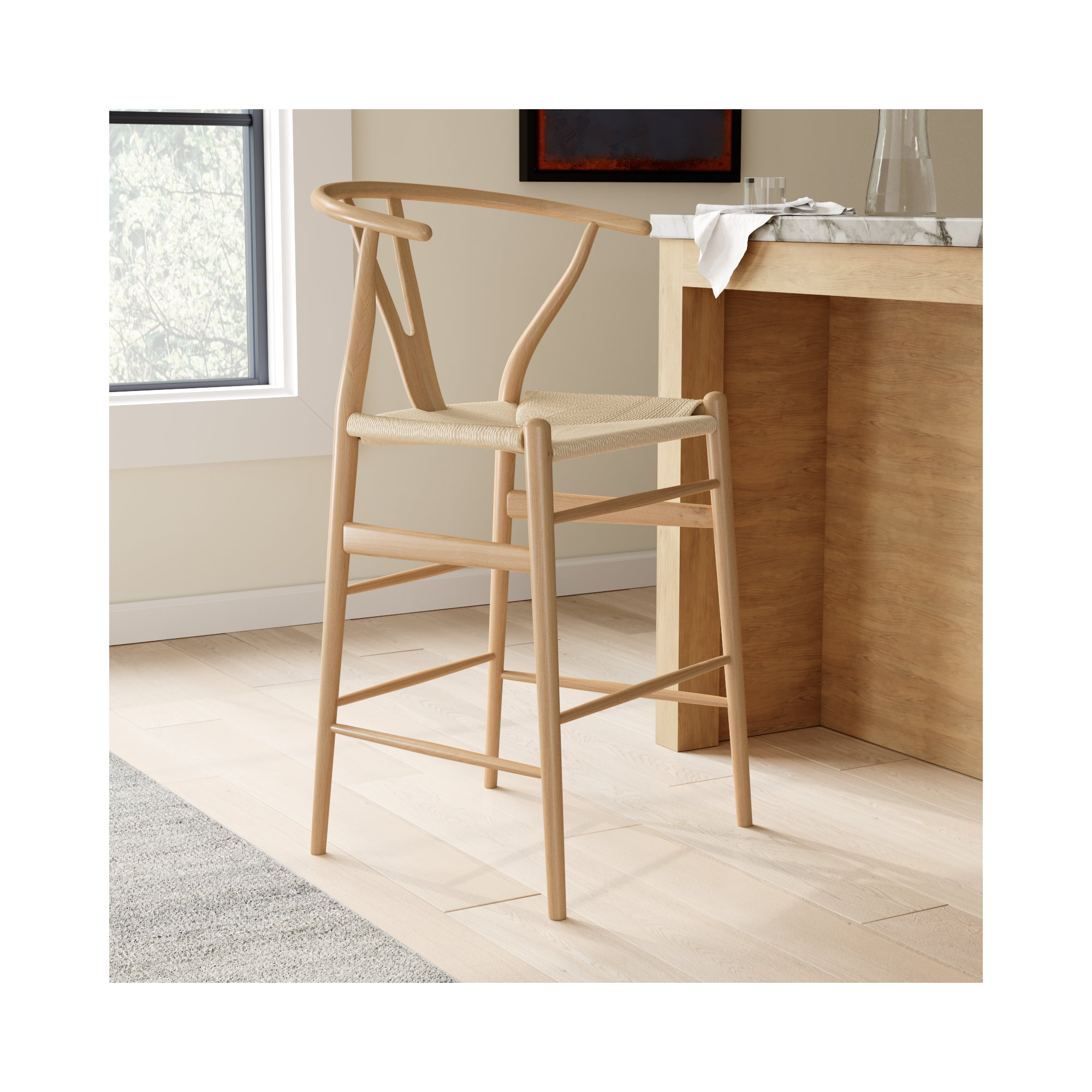 Fairbanks Solid Wood Bar/Counter Stool, Bar Stool (30.3" Seat Height), Natural, Natural