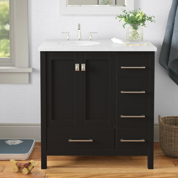 Bathroom Side Drawers Vanity Sink Base Dark Gray Inset Shaker Cabinets -  21 Deep