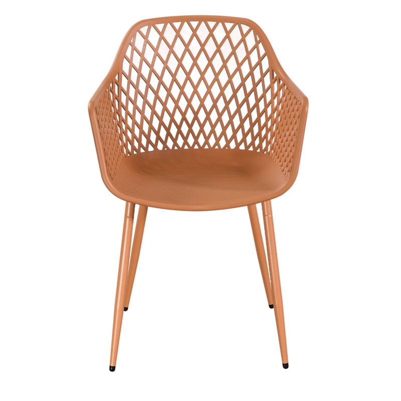 Pair of Lattice Bistro Garden Armchairs, Patio Dining, Terracotta