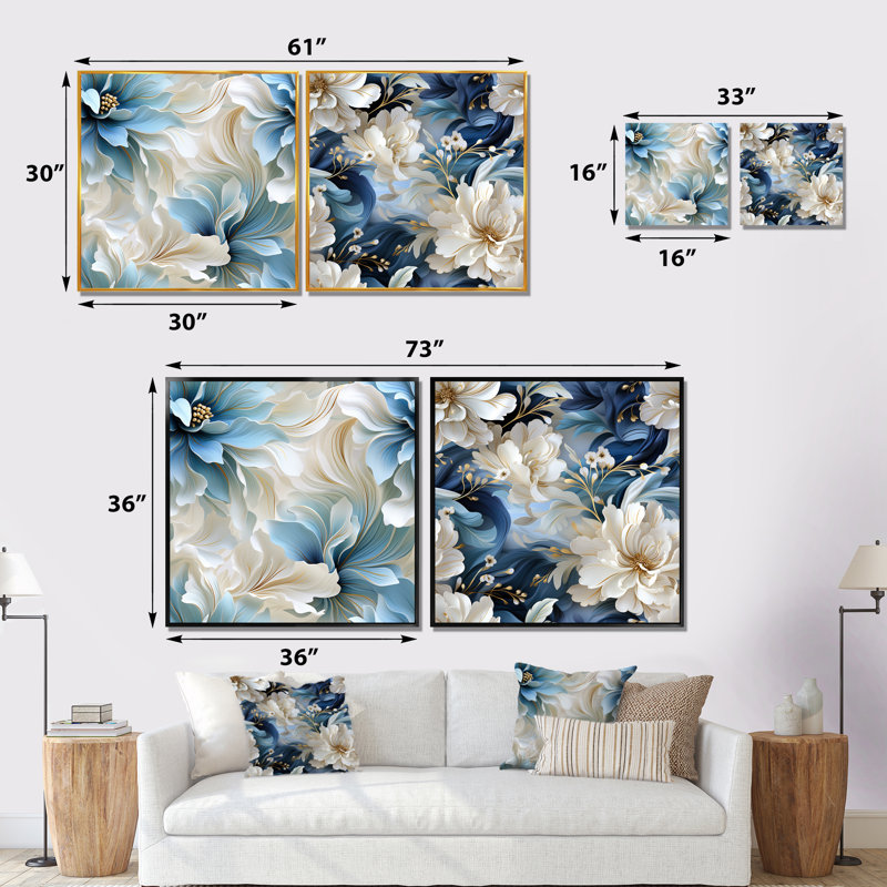 Helenie - Ensemble de 2 reproductions d'art sur toile, Toile tendue, H 16 po x l 33 po x P 1 po