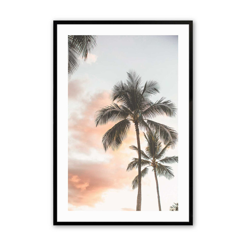 Impression de crépuscule tropical, Cadre noir satiné, H 15 po x l 12 po x P 1,25 po