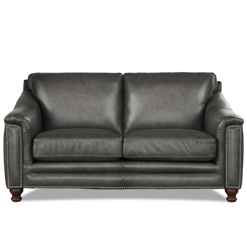 Alpert 66.5'' Upholstered Loveseat, Ash Gray Genuine Leather