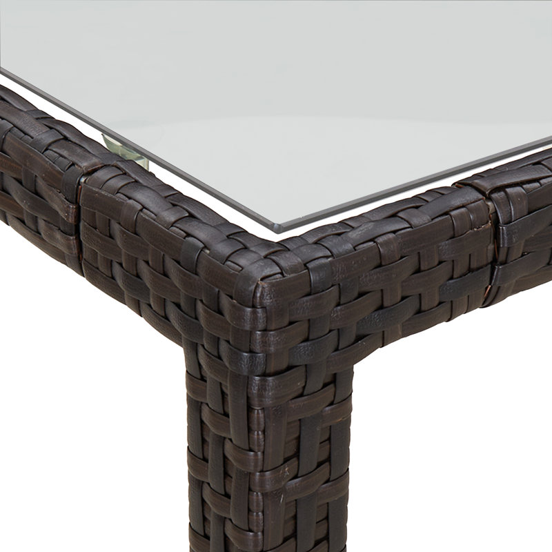 Abdus-Salam Rectangular Wicker Outdoor Dining Table , cm W cm D, Black, White, 75cm H x 190cm W x 90cm D