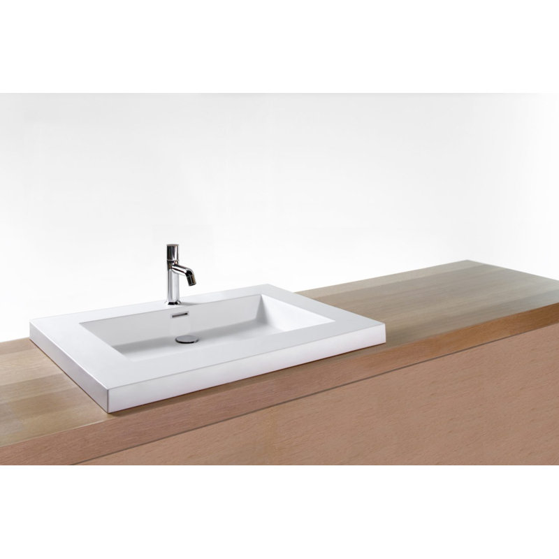 Lavabo 30 "Cube Collection, semi-encastré 2", Blanc mat