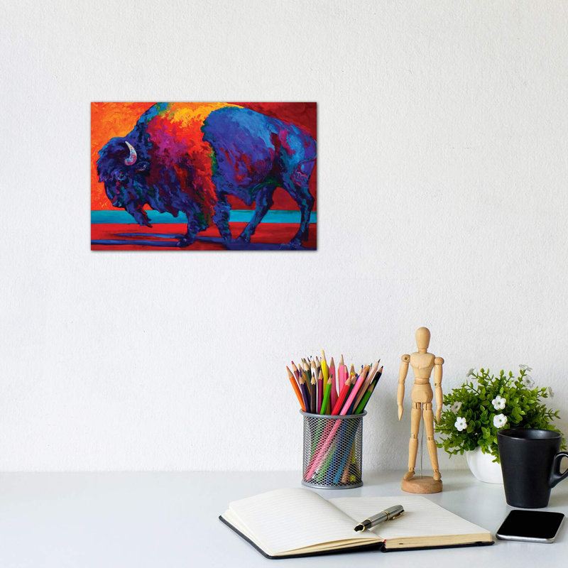 «Abstract Bison» - reproduction, Toile tendue, H 8 po x l 12 po x P 0,75 po