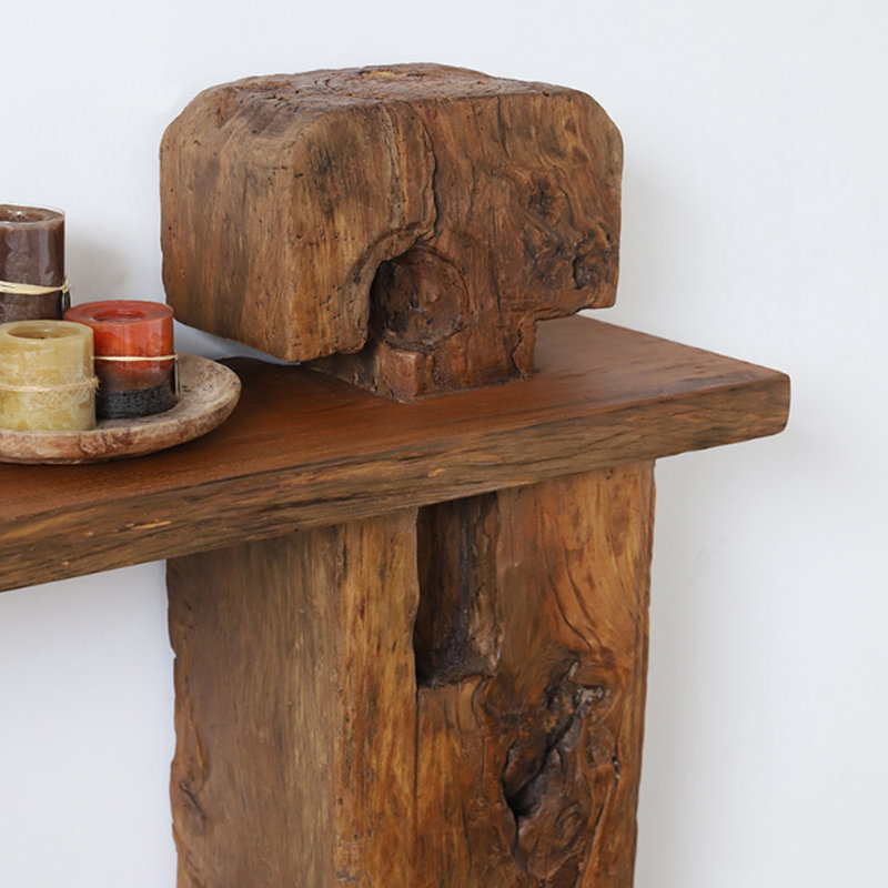 Console d'entrée en bois massif de style Wabi-Sabi