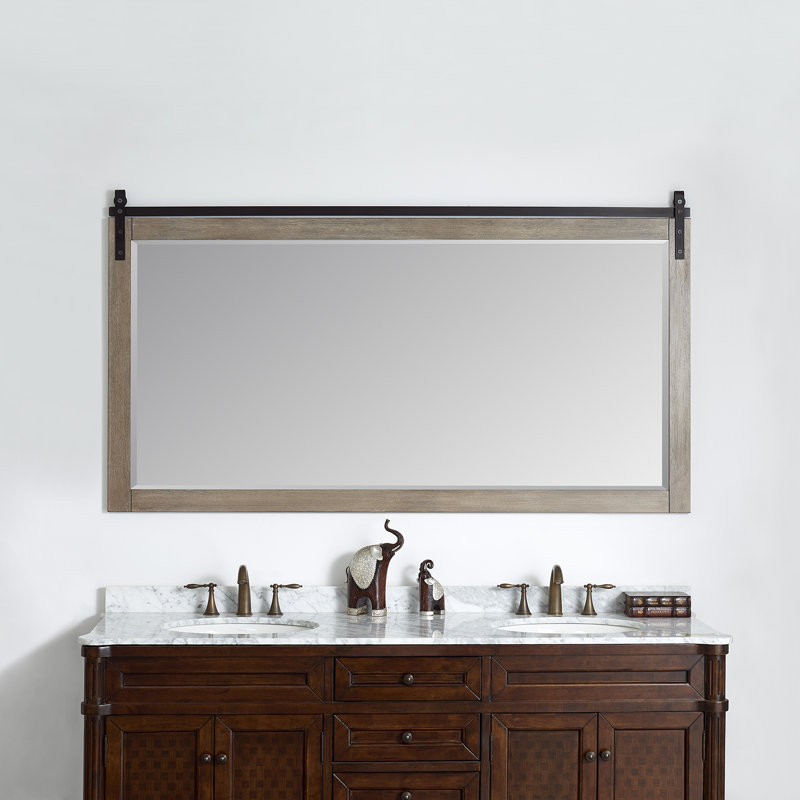 Miroir de salle de bain mural Karamfila, 39,4 po x 72 po, Gris classique