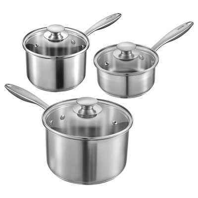 Ensemble de casseroles en acier inoxydable avec couvercle en verre 1 pte et 2 pintes et 3 pintes