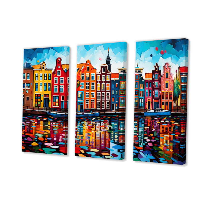 City City Popart I, reproduction sur toile 3 pièces, H 28 po x l 36 po x P 1 po