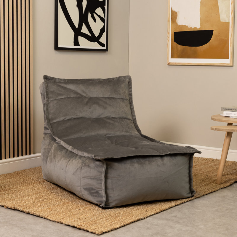 Bean Bag Bazaar Dolce Velvet Lounger Bean Bag, Charcoal Grey