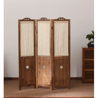 Paravent de chambre pliable en bois massif de style pastoral