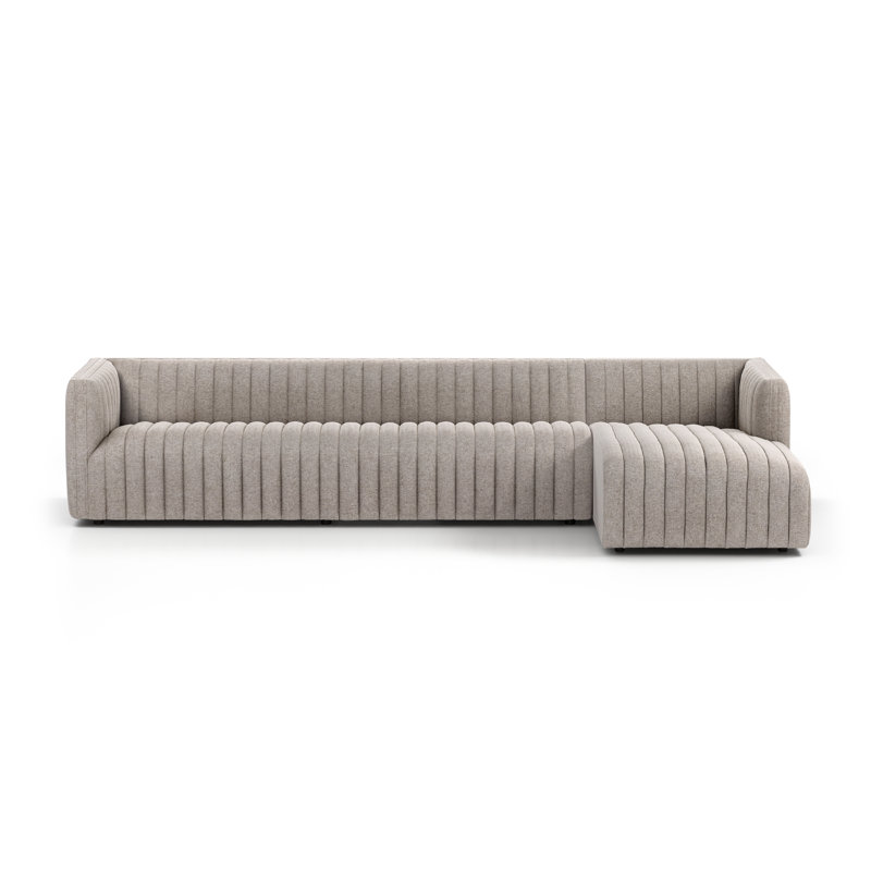 Augustine Chaise Sectional, Right Hand Facing, Orly Natural Velvet, 26" H X 105" W X 64" D