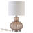 20.25” Brown Gourd Table Lamp With Glass Base And Linen Shade-1908594523