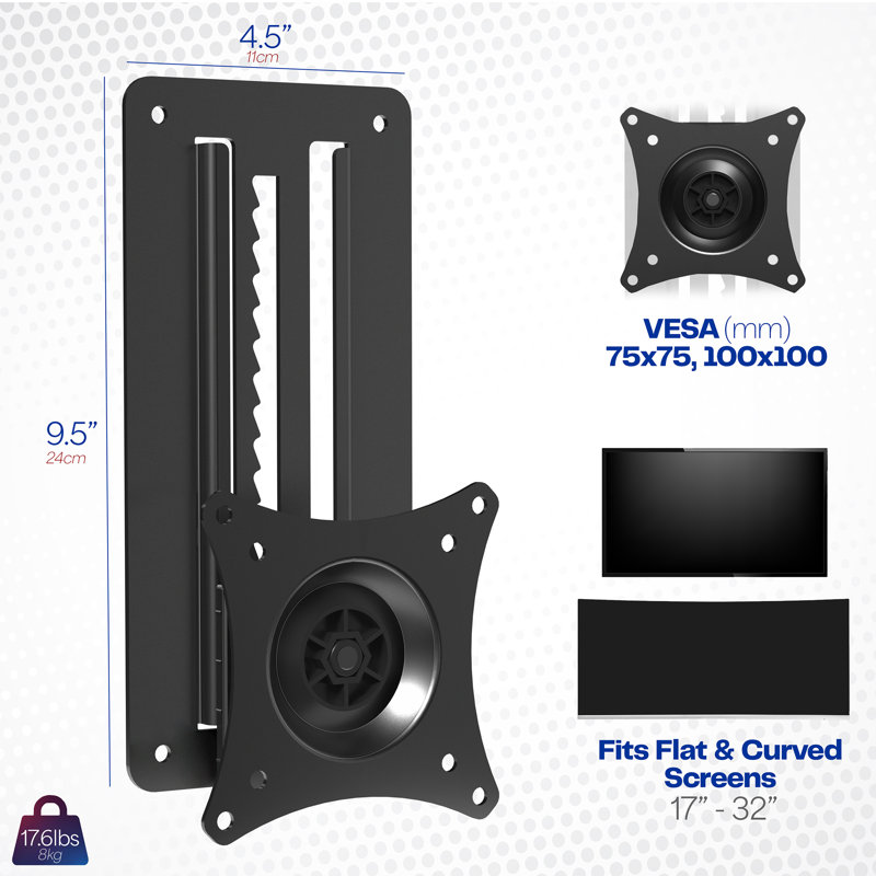 VIVO Black Steel Adjustable Wall Mount for 17-32 Inch Monitors