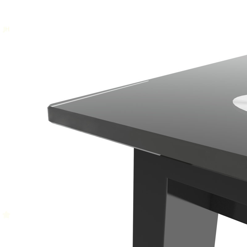 Table de salle à manger moderne en verre trempé noir, pieds de table simples en métal, table de salon