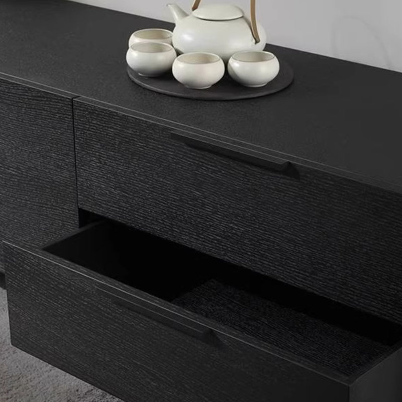 Meuble télé noir minimaliste et minimaliste, H 20,86 po x L 86,61 po x l 17,71 po