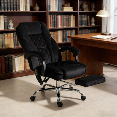 Chaise de bureau de massage noire avec chauffage lombaire et dossier inclinable