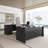 U-Shaped Executive Desk With File Cabinet-1730074275