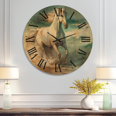 Horloge murale cheval sur la plage II