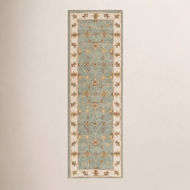 Tapis vert en laine touffeté à la main Southshore, Tapis de couloir 2 pi 3 po x 8 pi