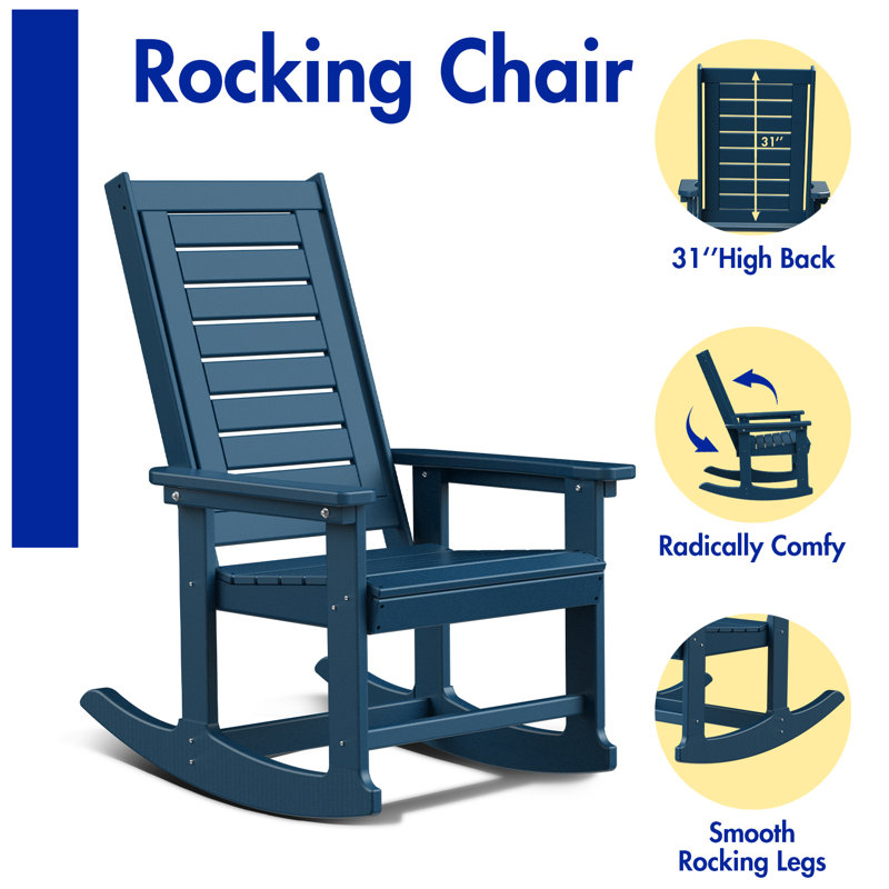 Chaise berçante d'extérieur Hdpe (ensemble de 6), Bleu
