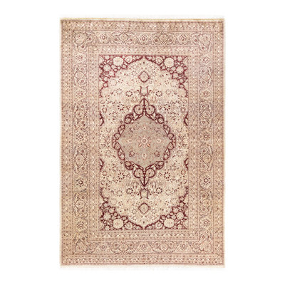Mogul One-of-a-Kind 6' X 9'1" 2010s Wool Area Rug Ivory/Red/Light Green