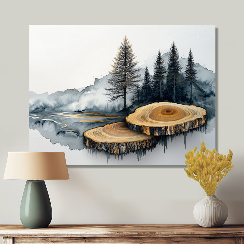 «Winter Tree Harmony On Wood Slide II», reproduction d'art traditionnelle en métal, art mural forêt en métal