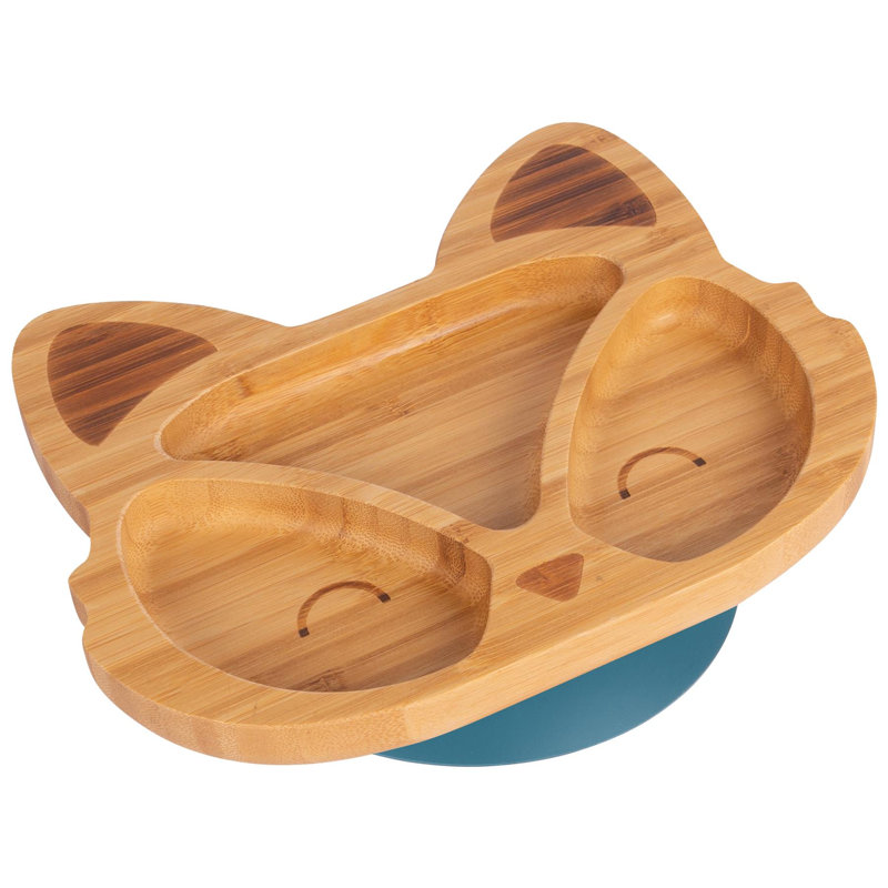 Tiny Dining - Fox Bamboo Suction Plate, Navy Blue