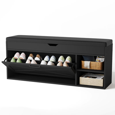 8 Pair Shoe Storage Bench with Leather Cushion