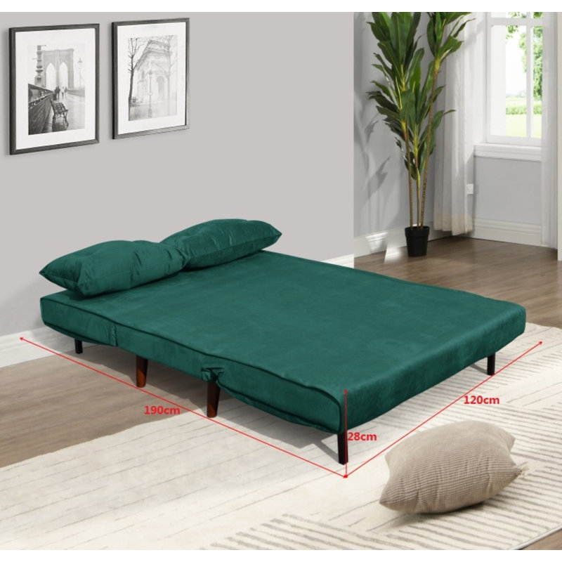 Cramerton 2 Seater Velvet Sofa Bed, Green
