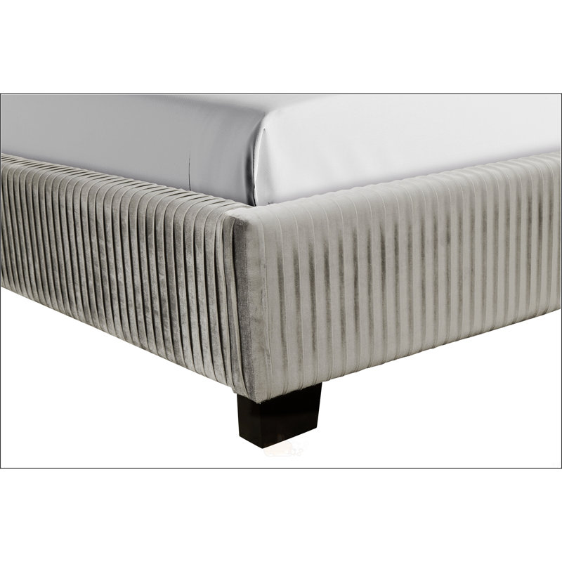 King Upholstered Bed, Light Gray, King