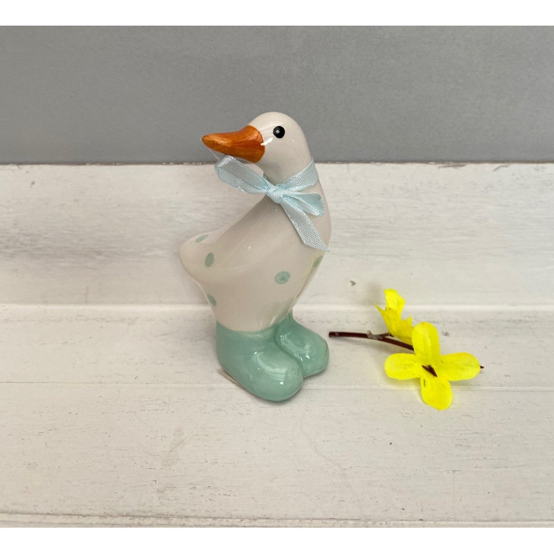 Tedford Animals Statue, White/Teal