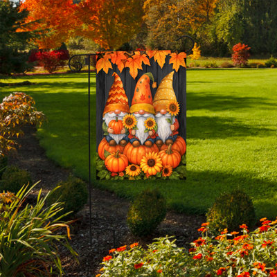 Happy Harvest Gnomes Garden Flag 12x18