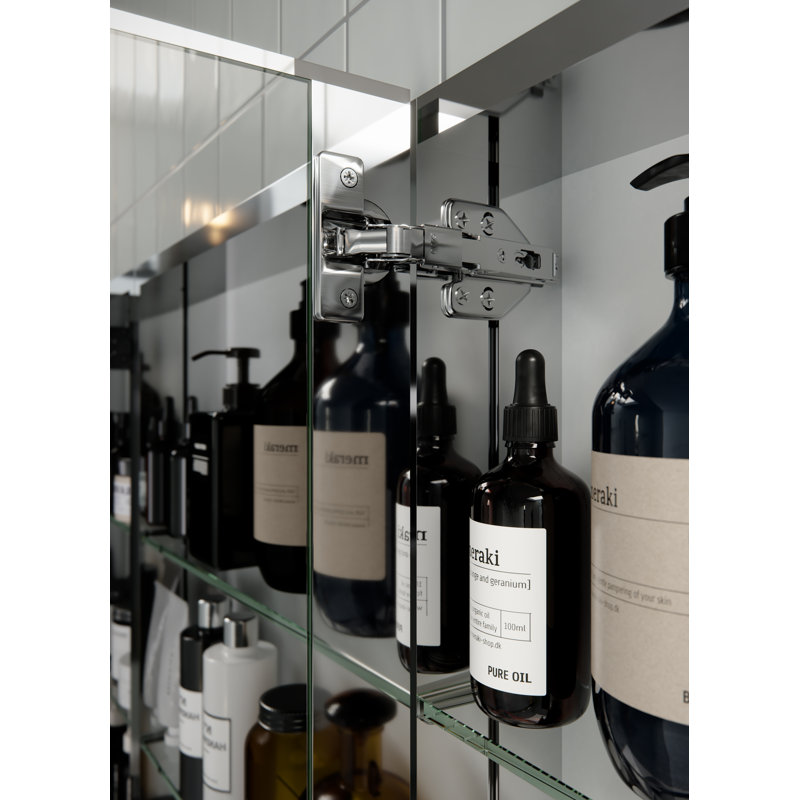 Recessed Frameless 2 Doors Medicine Cabinet with Adjustable Shelves