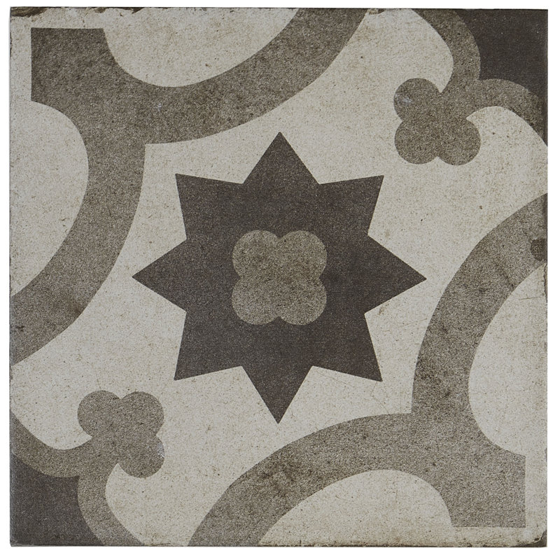 Carreau de porcelaine à motif de murs et de planchers 8 po x 8 po Encausto, Gris / Brun