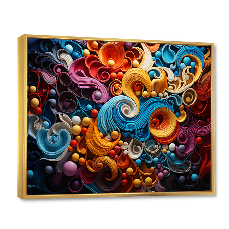 Opt Art Vibrant Illusions I - art mural Op Art, H 34 po x l 44 po x P 1,5 po, Cadre flottant doré