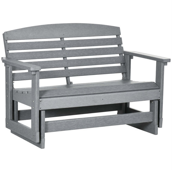 Arlmont & Co. Outsunny 2-Person HDPE Glider Bench - 45° Smooth Rocking ...