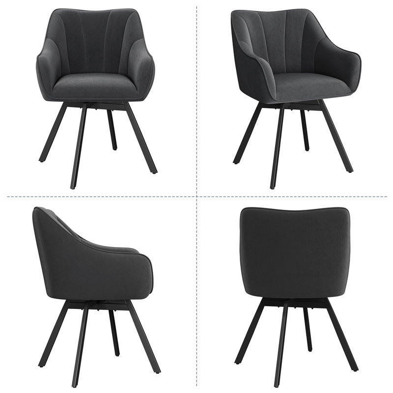 46.5cm H Polyester Upholstered Armchair, Dark Grey