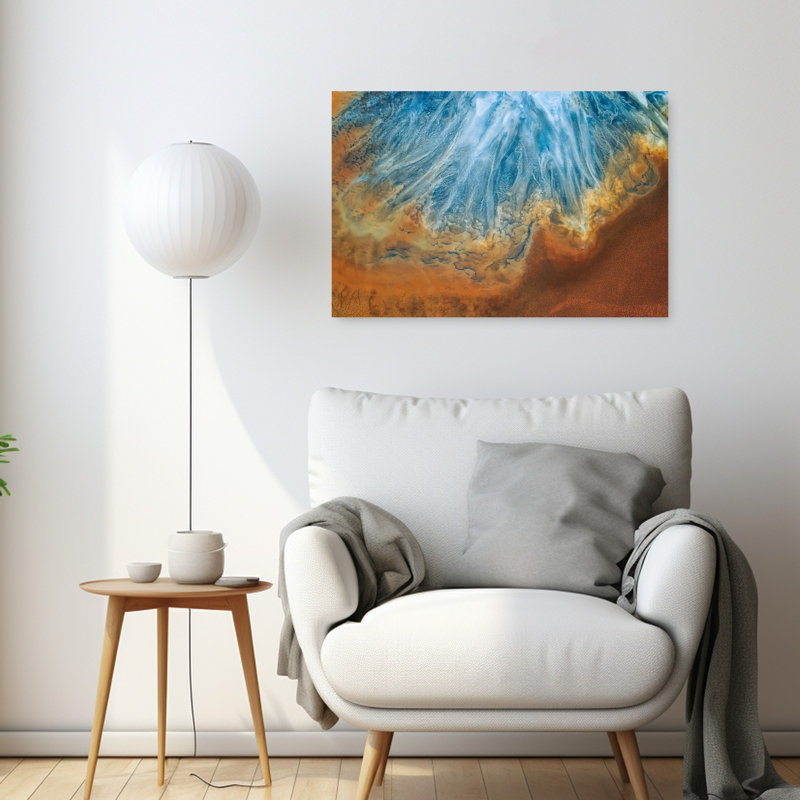 Abstract River Delta Abstract Vibrant Contemporary Landscape Nature Wall Art Print 1 Piece Wrapped Canvas Wall Art