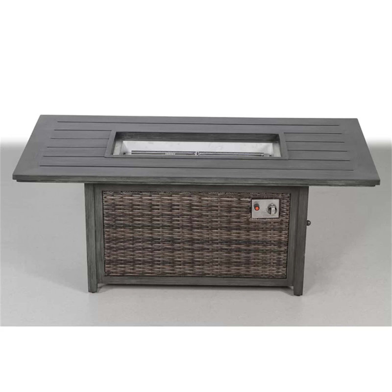 Aluminum/Wicker Propane Fire Pit Table, Espresso