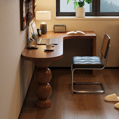 Walnut L-Shaped Solid Wood desk